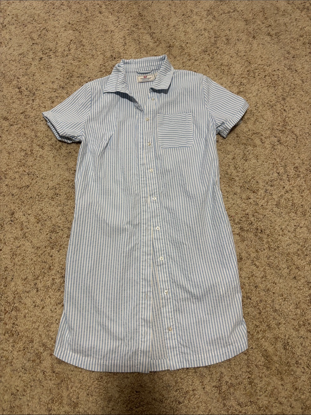 Vineyard Vines Light Blue & White Striped Button-Front Midi Dress